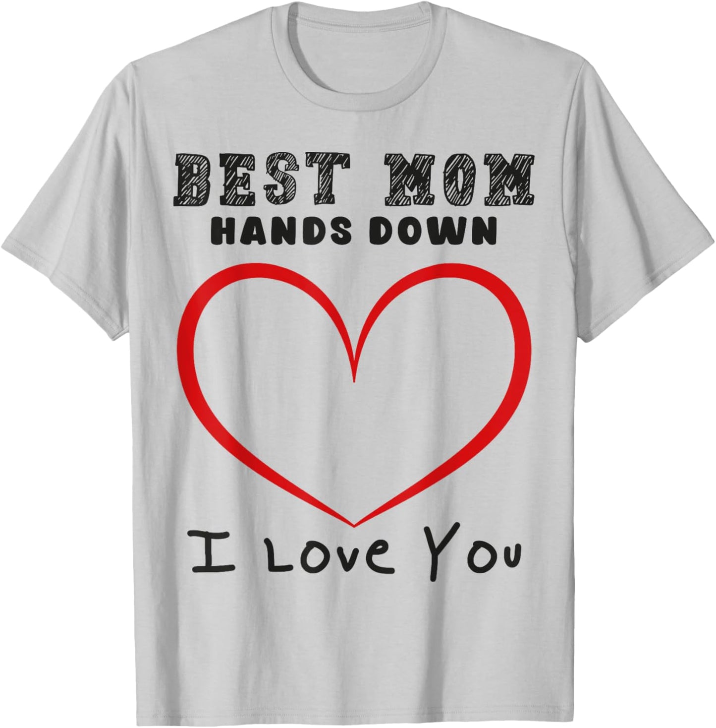 Best Mom Hands Down Handprint T-Shirt - T-Shirt | Ash