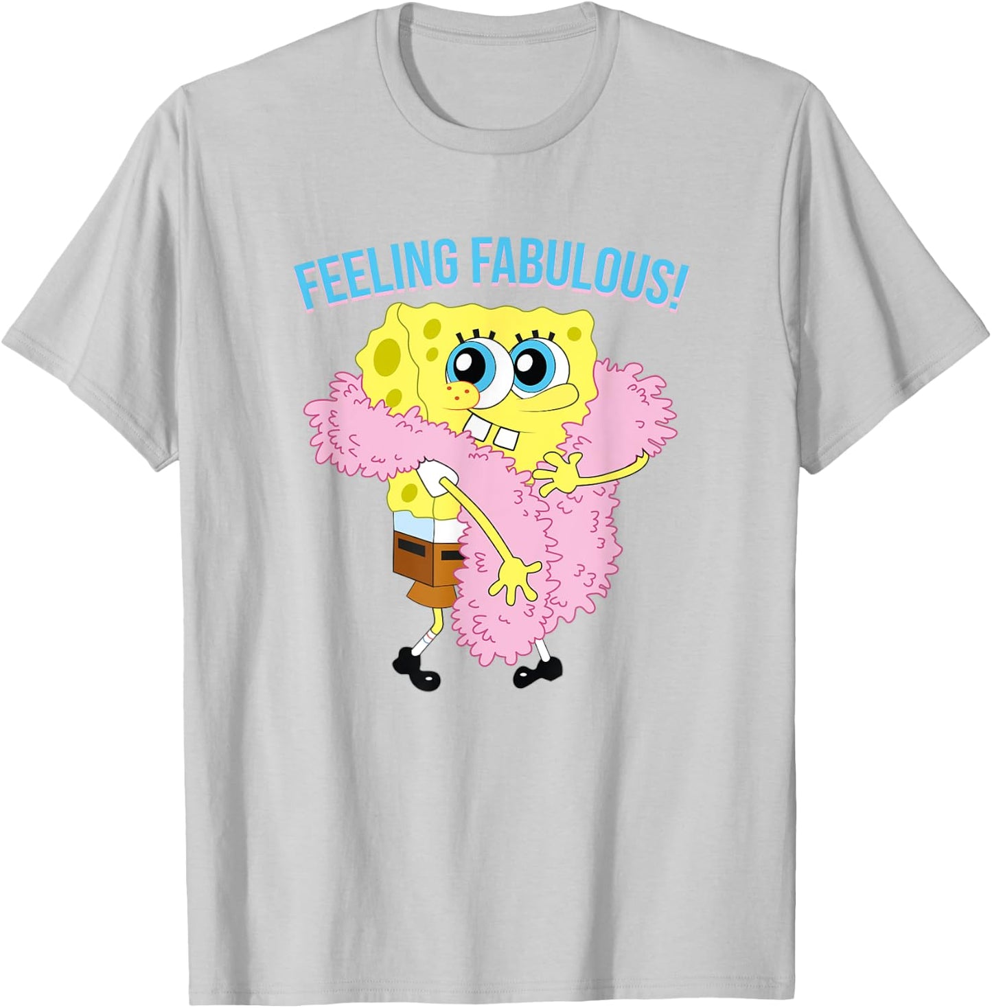 Mademark x SpongeBob SquarePants - SpongeBob in Feather Boa - Feeling Fabulous! T-Shirt - T-Shirt | Ash