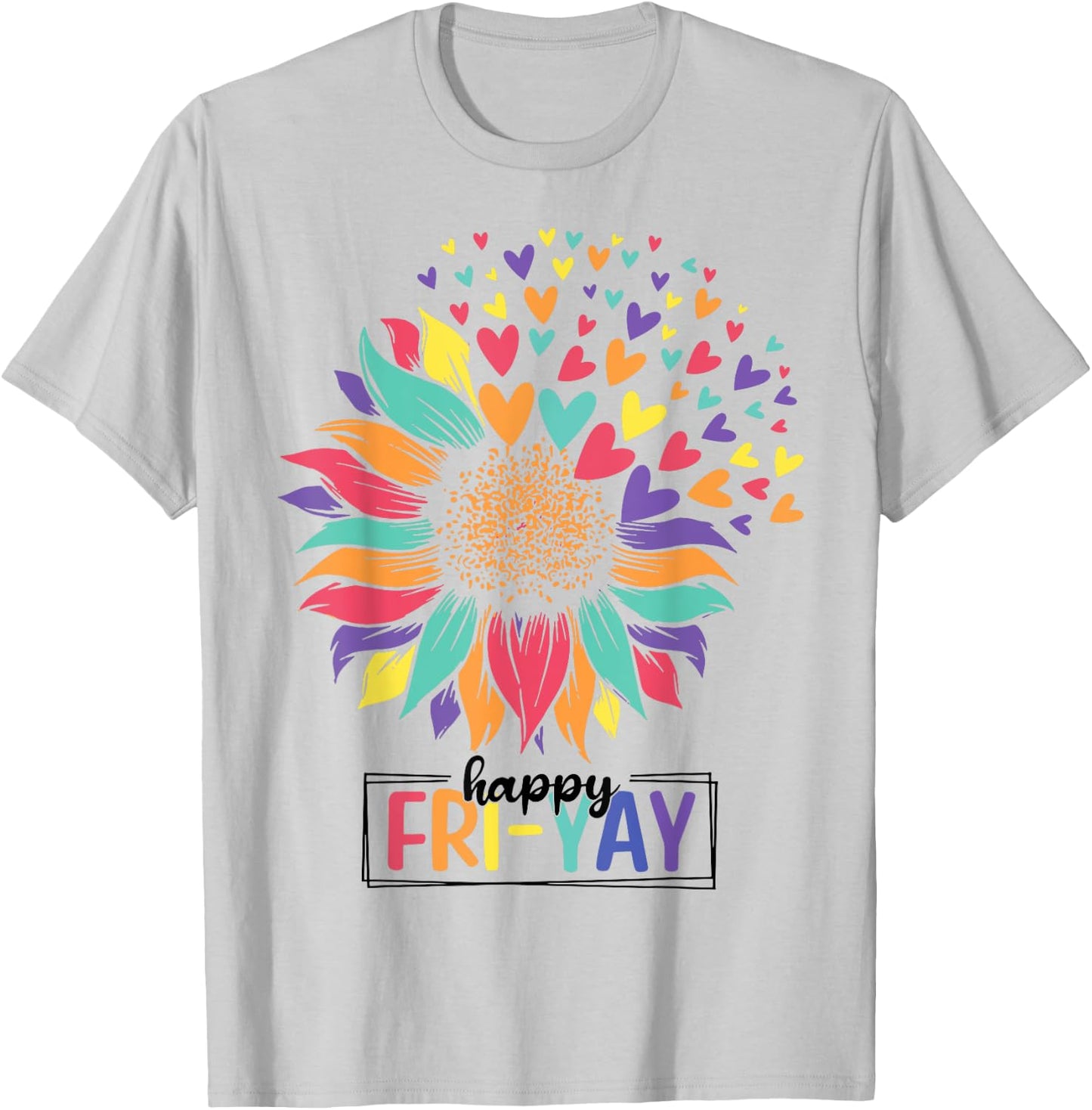 Sunflower Happy Fri-Yay Teacher Friday Men Women Girls Kids T-Shirt - T-Shirt | Ash