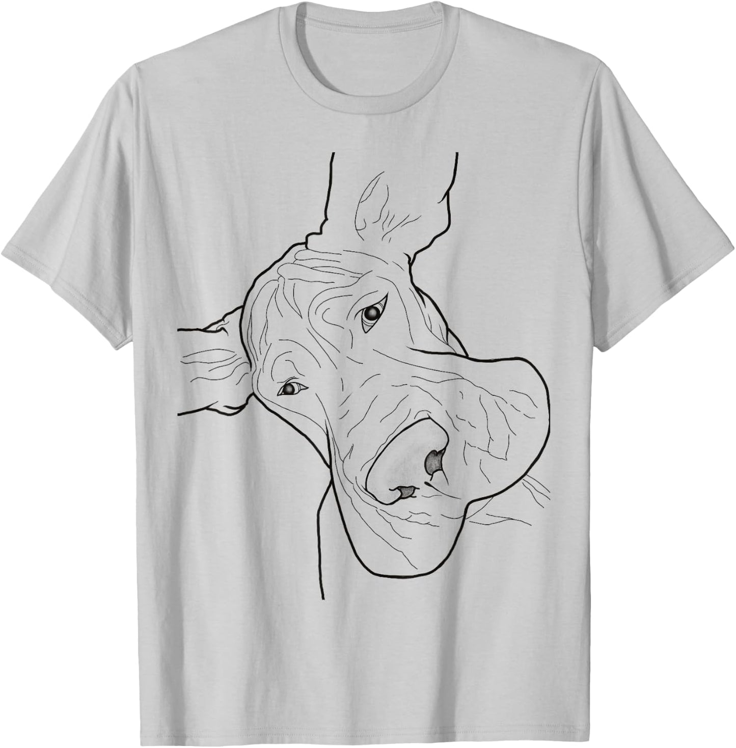 Funny Goofy Great Dane face Small T-Shirt - T-Shirt | Ash