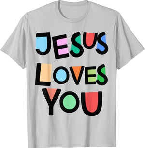 Jesus Loves You Strong Belief Faith Girls Kids Church T-Shirt - T-Shirt | Ash