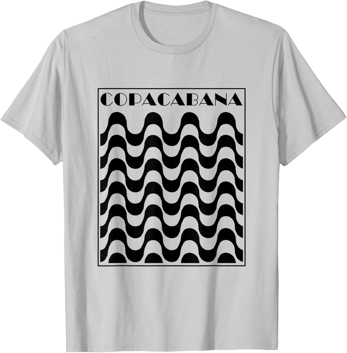 Copacabana Beach Sidewalk Rio de Janeiro Brazil Retro T-Shirt - T-Shirt | Ash