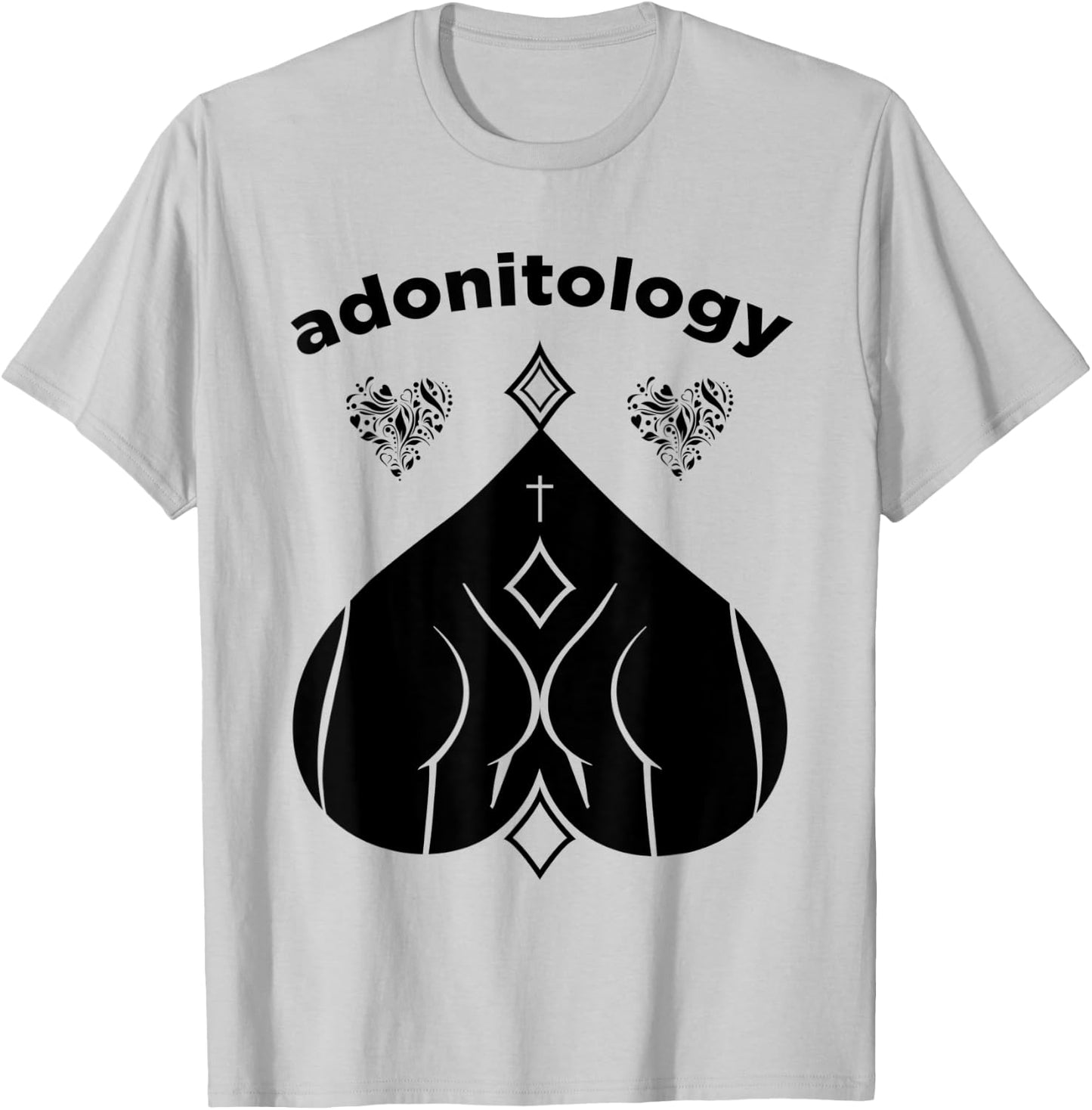 Adonitology Heart Mystic Butt Sacred Geometry T-Shirt - T-Shirt | Ash