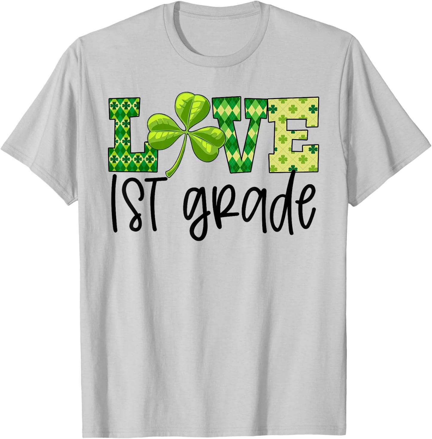 Teacher Love 1st Grade Student Shamrock St Patricks Day Gift Men Women Kids T-Shirt - T-Shirt | Ash