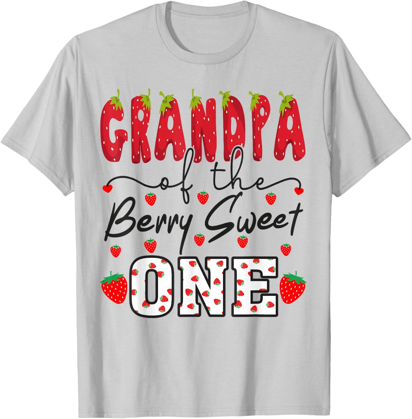 Grandpa Of The Berry Sweet One Strawberry T-Shirt - T-Shirt | Ash