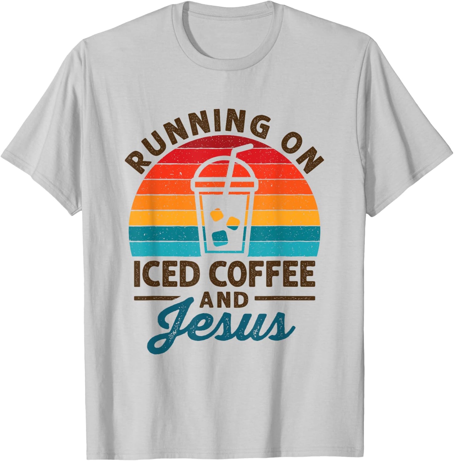 Running on Iced Coffee and Jesus Cold Brew Lover Christian T-Shirt - T-Shirt | Ash