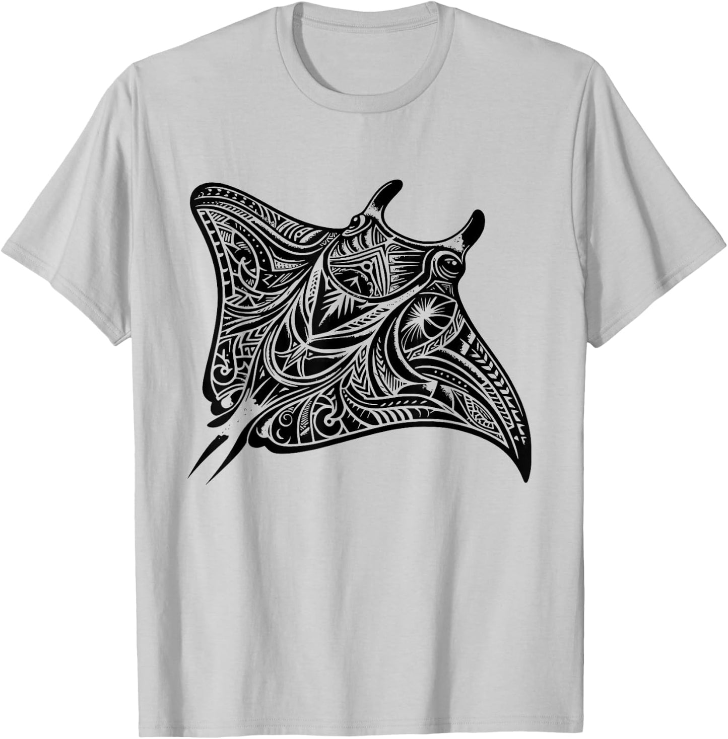 Manta Ray Polynesian Tribal Tattoo Sea T-Shirt - T-Shirt | Ash