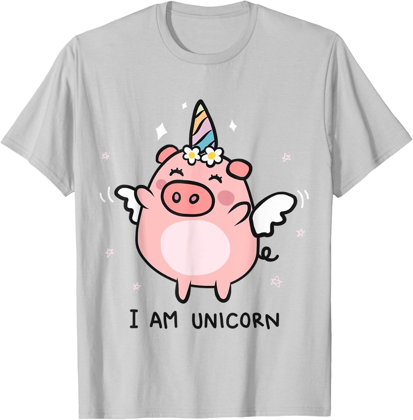 Cute Pigs Can Fly Unicorn Girls Gift T-Shirt - T-Shirt | Ash