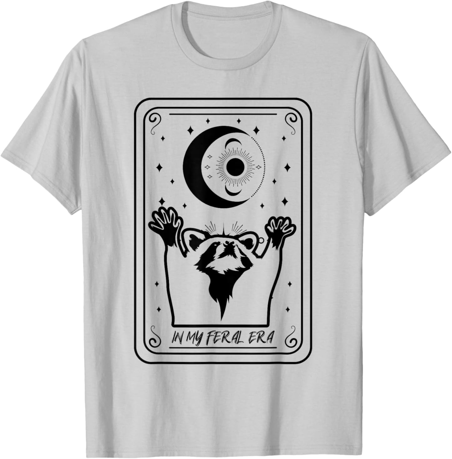Tarot Card Raccoon Lover Gift My Wild Era T-Shirt - T-Shirt | Ash
