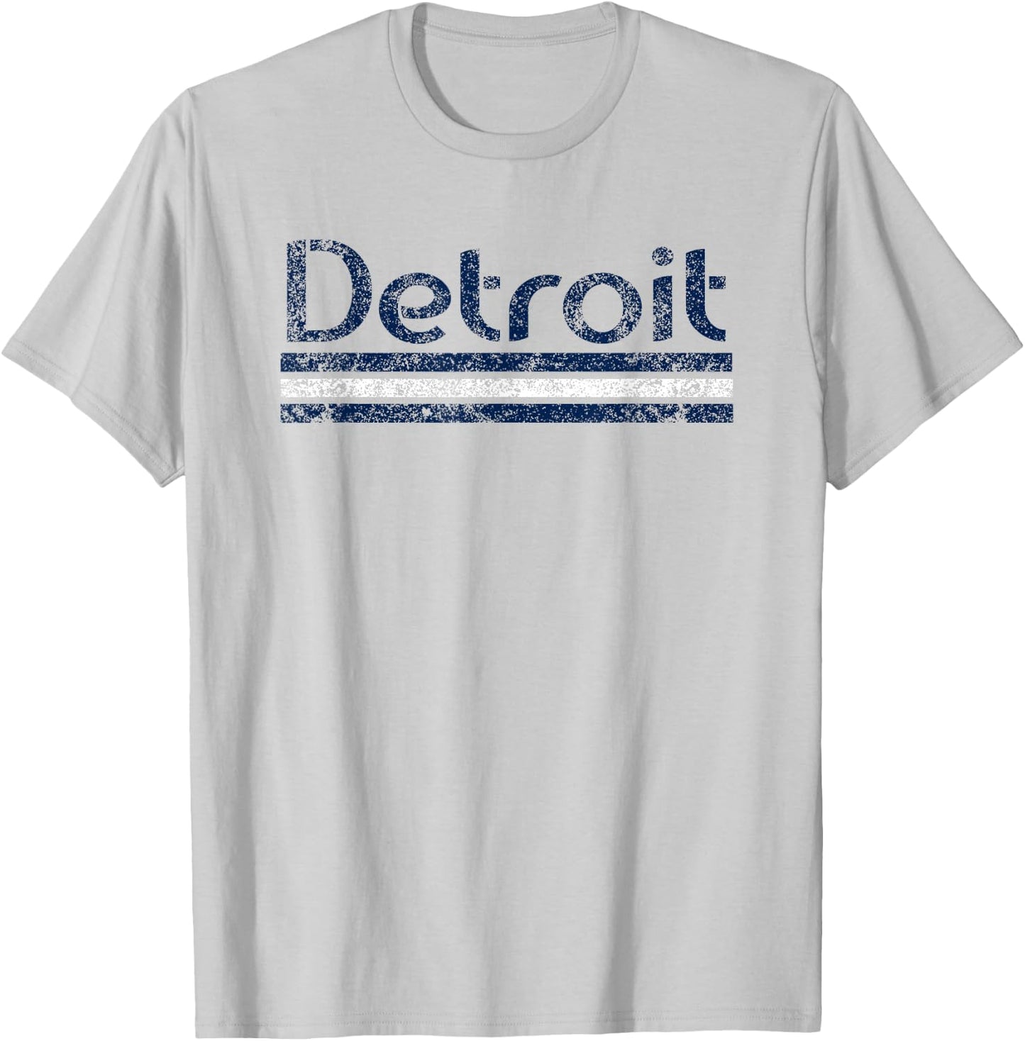 Detroit Michigan Retro Vintage Weathered Stripe Throwback T-Shirt - T-Shirt | Ash