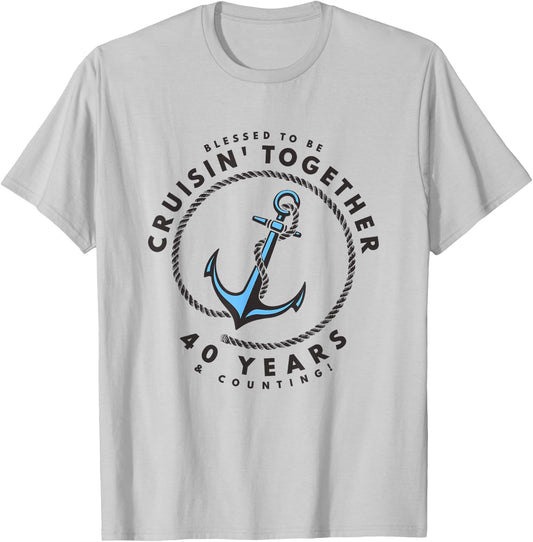 Couples Matching 40th Anniversary Cruise - Boat Anchor T-Shirt - T-Shirt | Ash