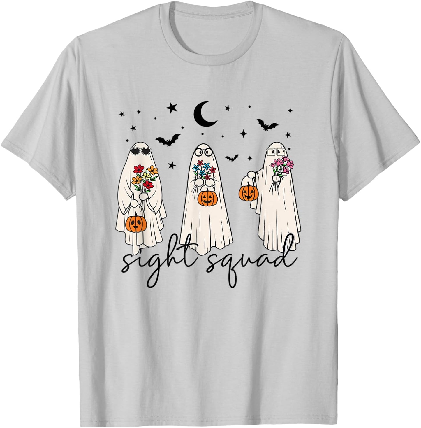 Optometry Halloween Cute Ghosts Sight Squad Ophthalmologist T-Shirt - T-Shirt | Ash