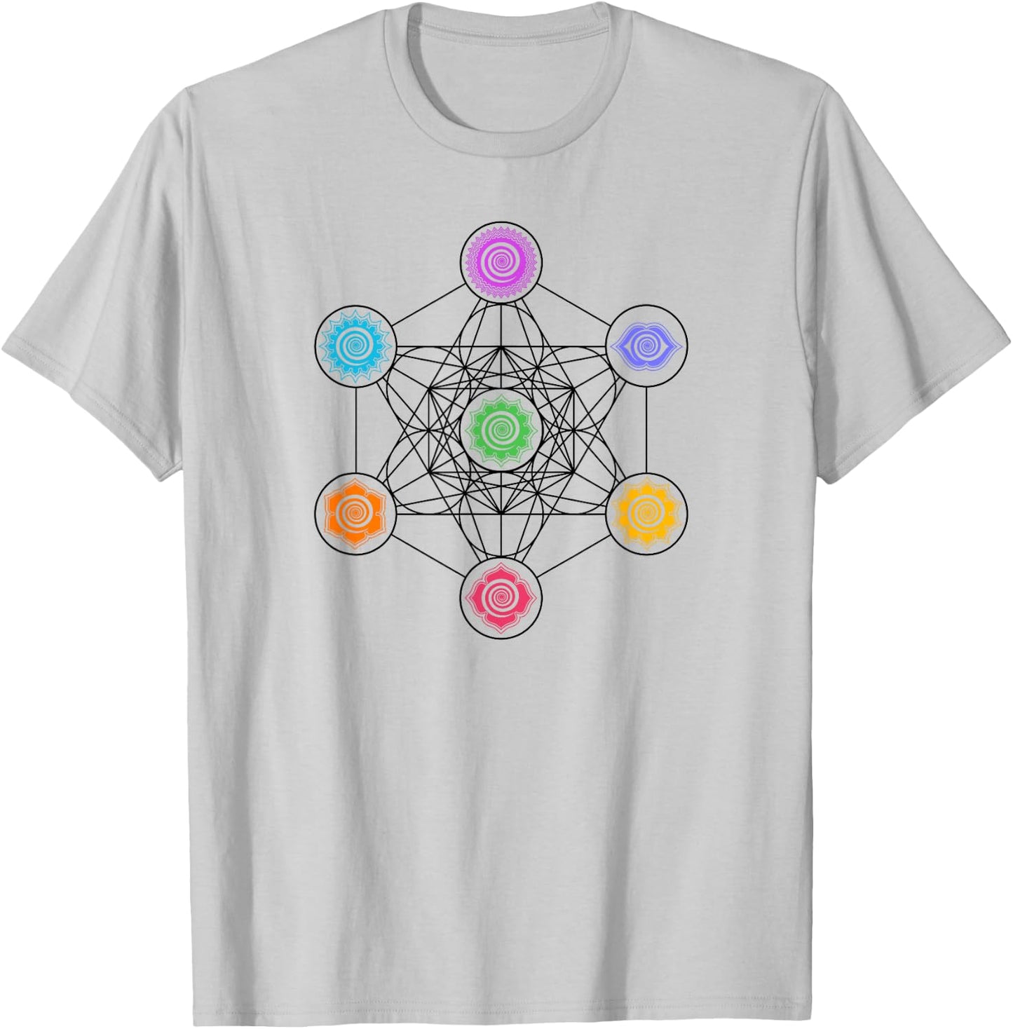 Metatronscube, sacred geometry, chakra, yoga, symbol, 4D T-Shirt - T-Shirt | Ash
