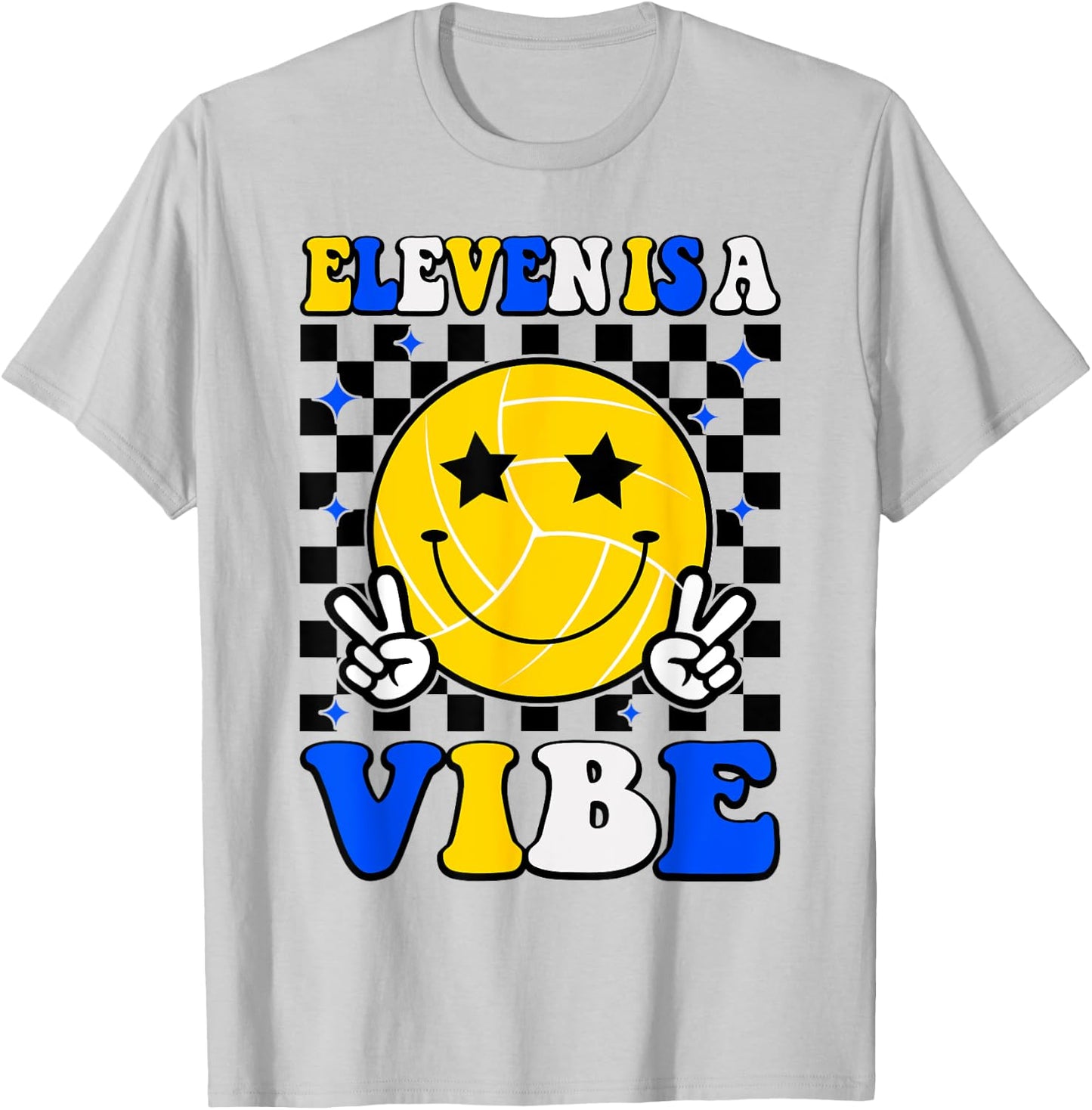 Eleven Is A Vibe 11th Birthday Volleyball 11 Years Old Girls T-Shirt - T-Shirt | Ash