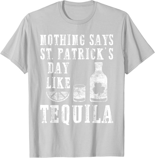 St. Patrick's Day Men's Women's Green Tequila Irish Shamrock T-Shirt - T-Shirt | Ash