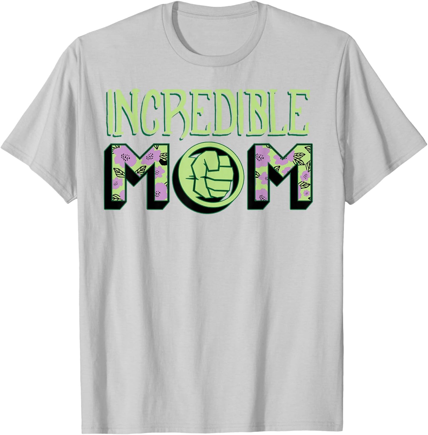 Marvel Mother's Day Hulk Incredible Mom Big Chest Text Logo T-Shirt - T-Shirt | Ash