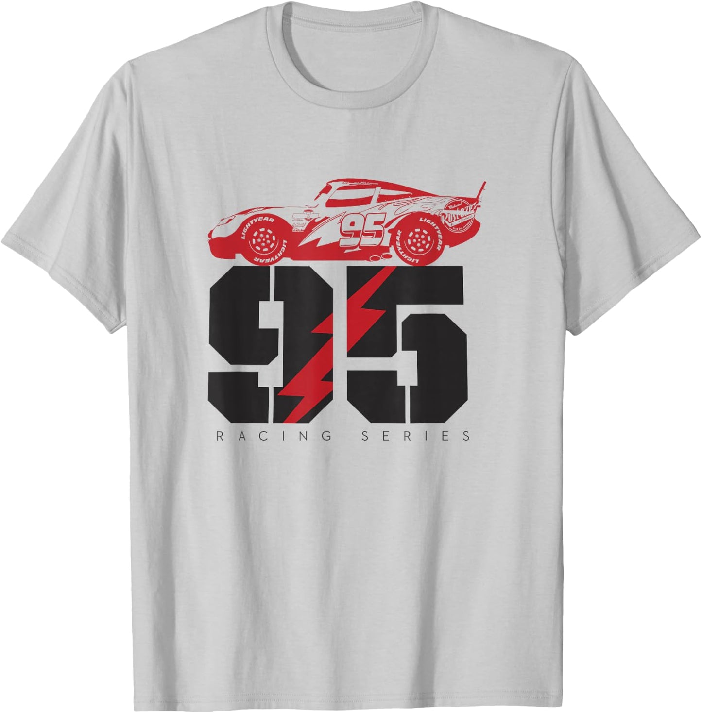 Disney Pixar Cars 95 Racing Series Lightning McQueen Retro T-Shirt - T-Shirt | Ash