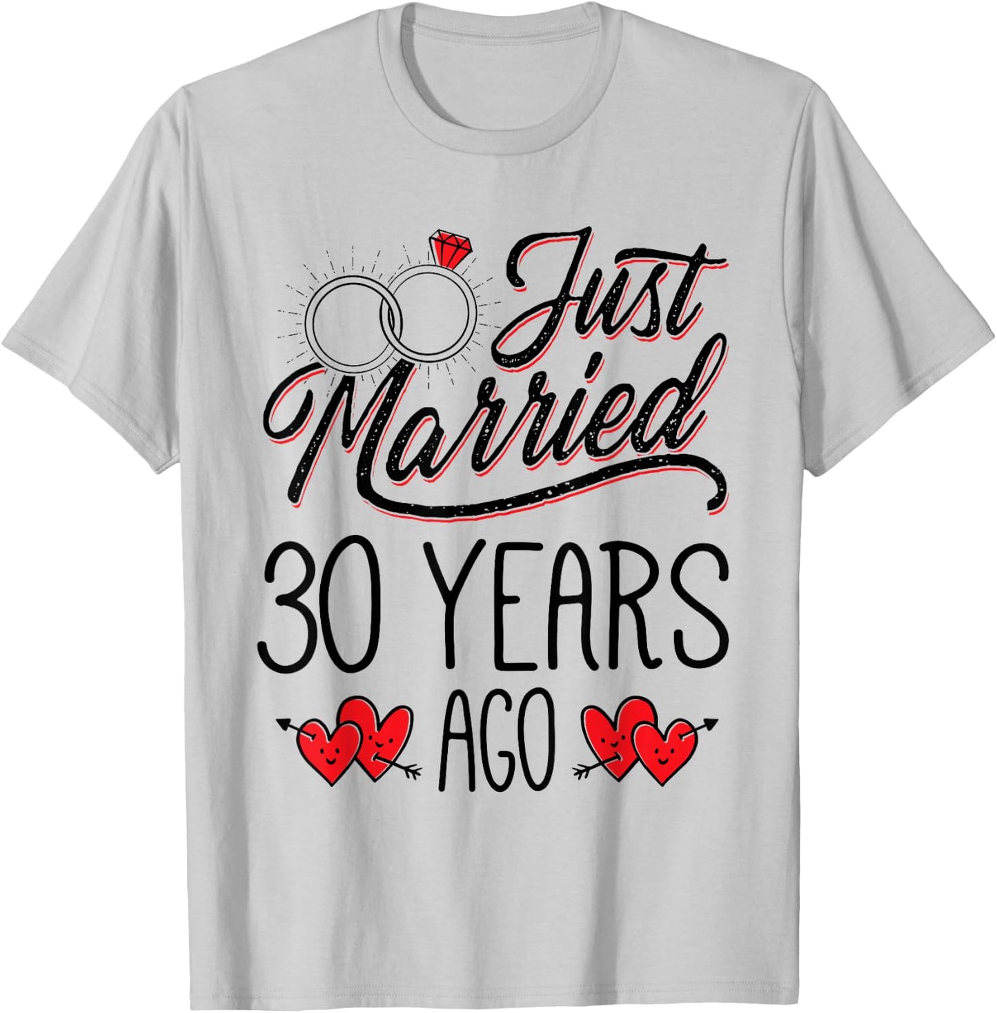 Just Married 30 Years Ago Funny Couple 30th Anniversary T-Shirt - T-Shirt | Ash