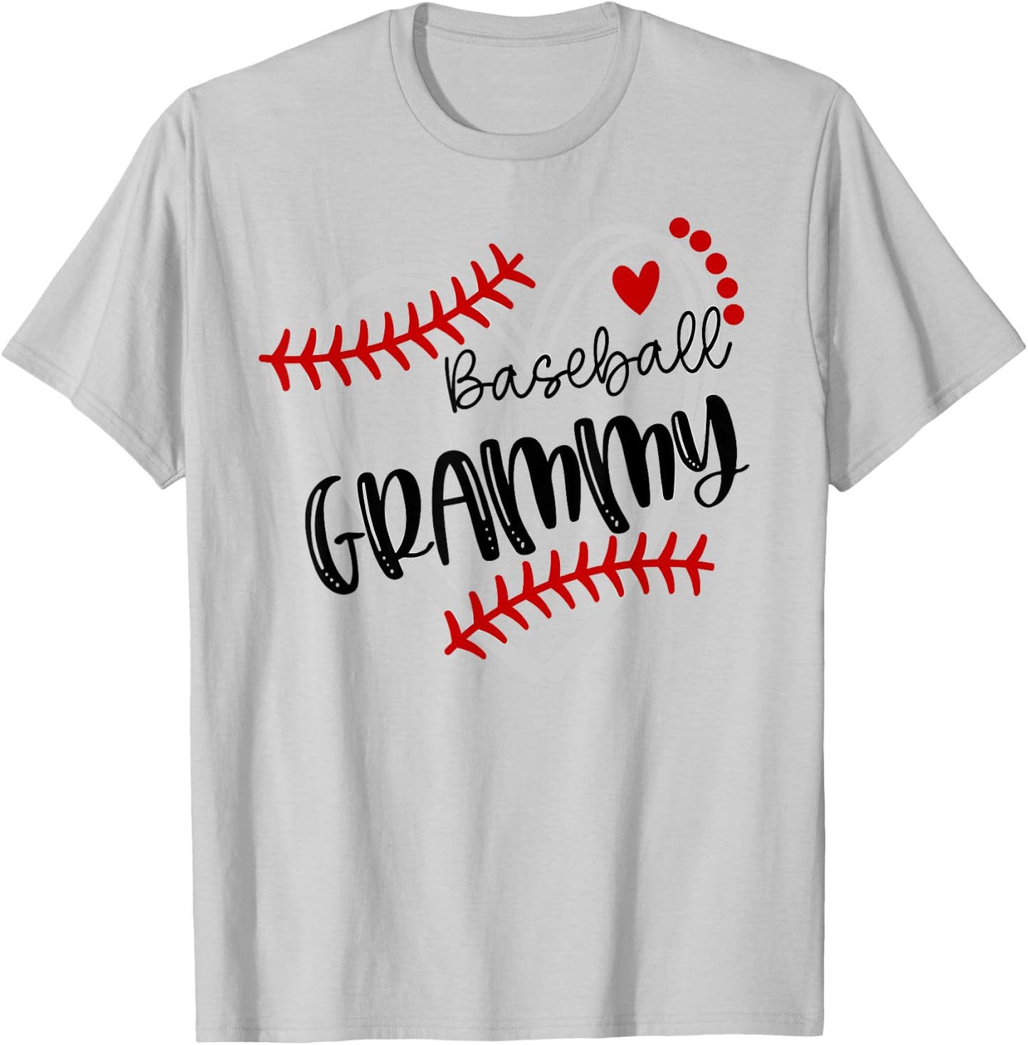 Personalized Baseball Heart Cute Grammy Women Baseball T-Shirt - T-Shirt | Ash