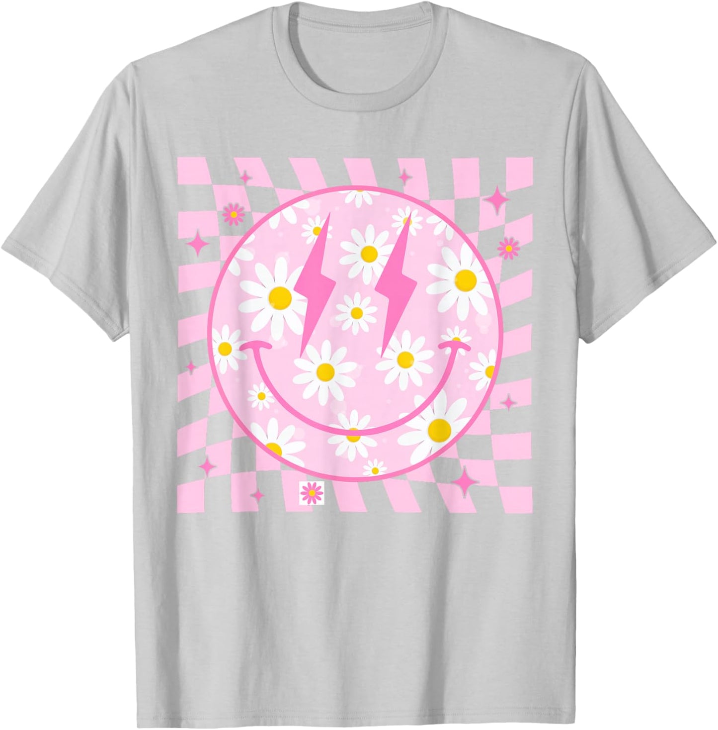 Happy Face Daisy Flower Shirt Preppy Aesthetic Smile Face T-Shirt - T-Shirt | Ash