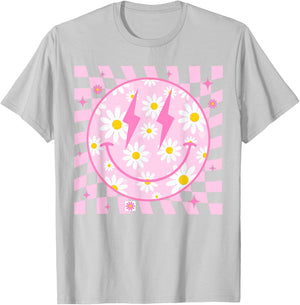 Happy Face Daisy Flower Shirt Preppy Aesthetic Smile Face T-Shirt - T-Shirt | Ash