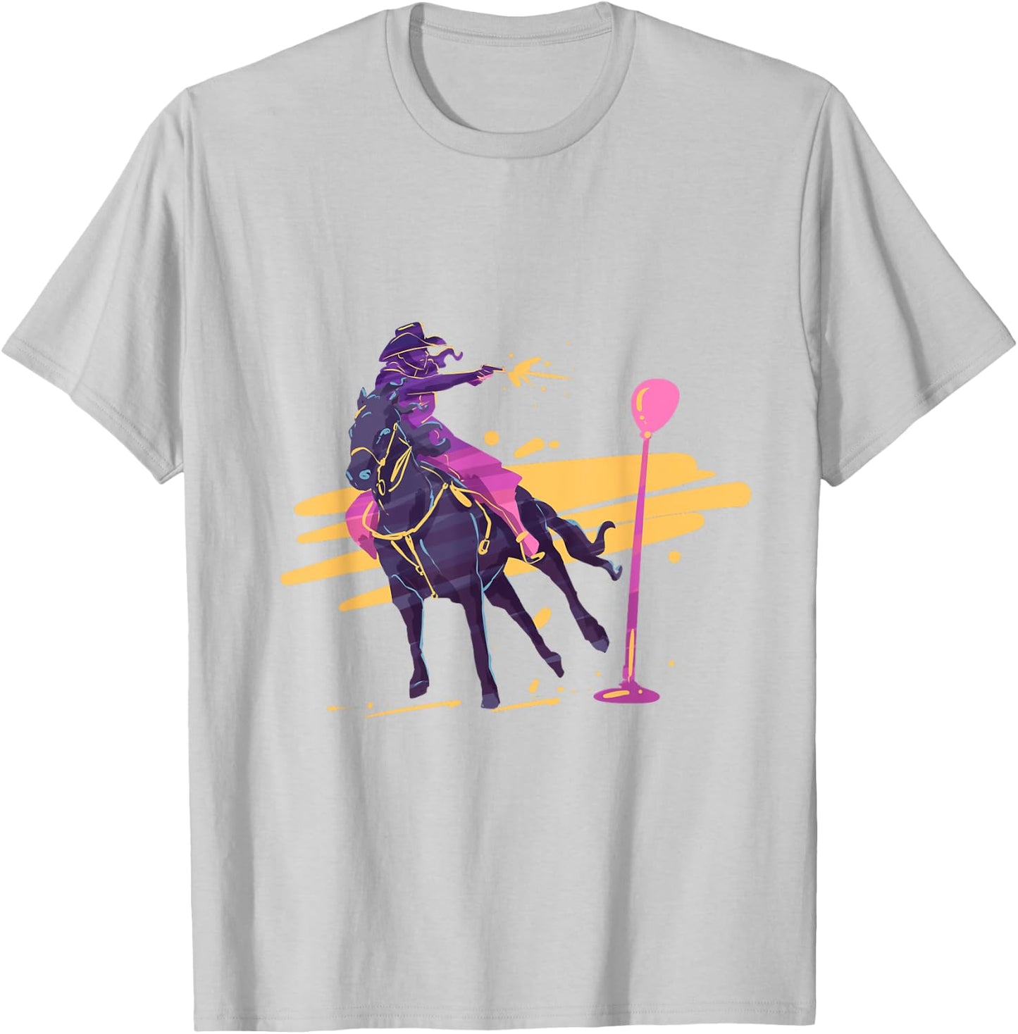 Cowgirl horseback mounted shooting T-Shirt - T-Shirt | Ash