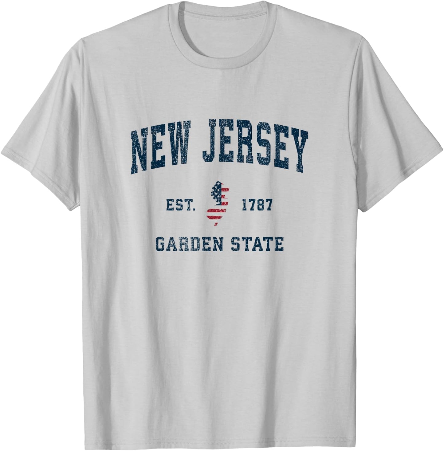 New Jersey Vintage American Flag USA Sports Design T-Shirt - T-Shirt | Ash
