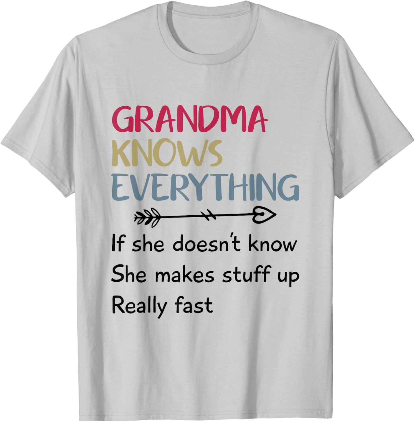 Funny Grandma Knows Everything If She Doesn't Know T-Shirt - T-Shirt | Ash