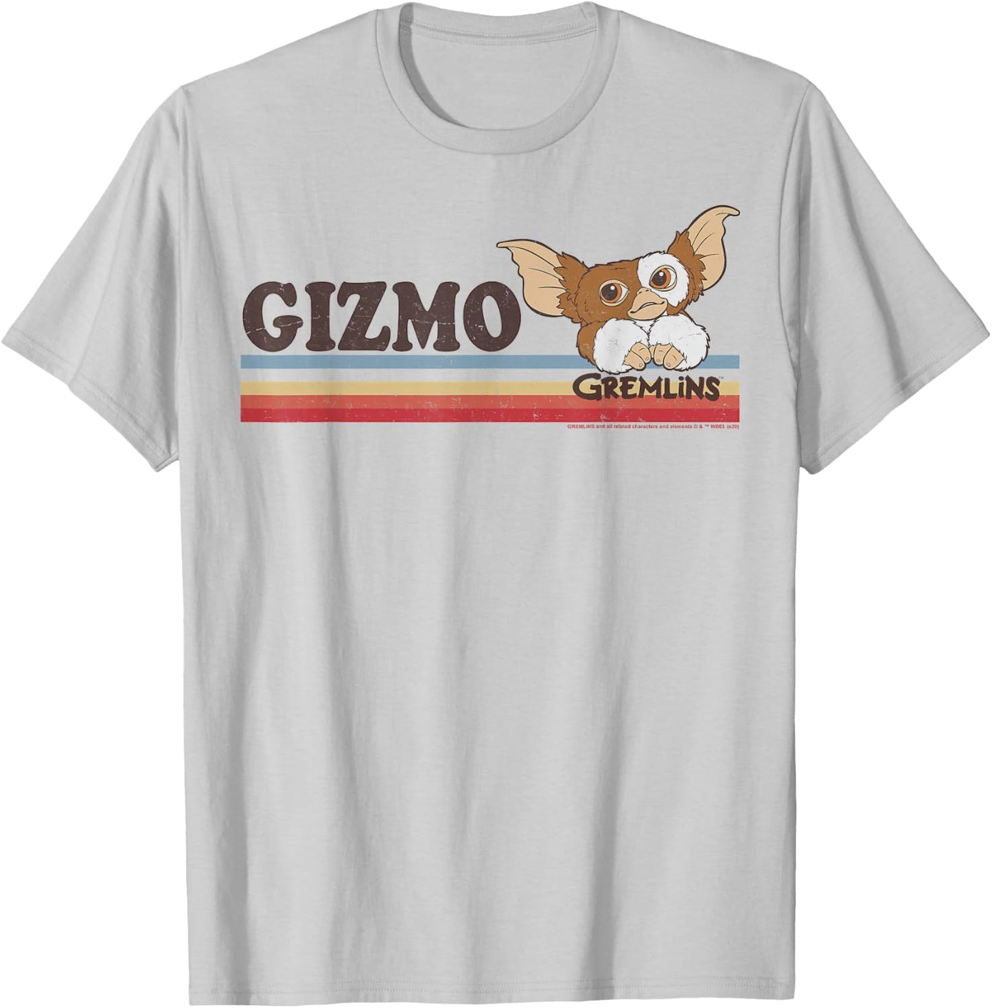 Gremlins Gizmo Retro Stripes Small T-Shirt - T-Shirt | Ash