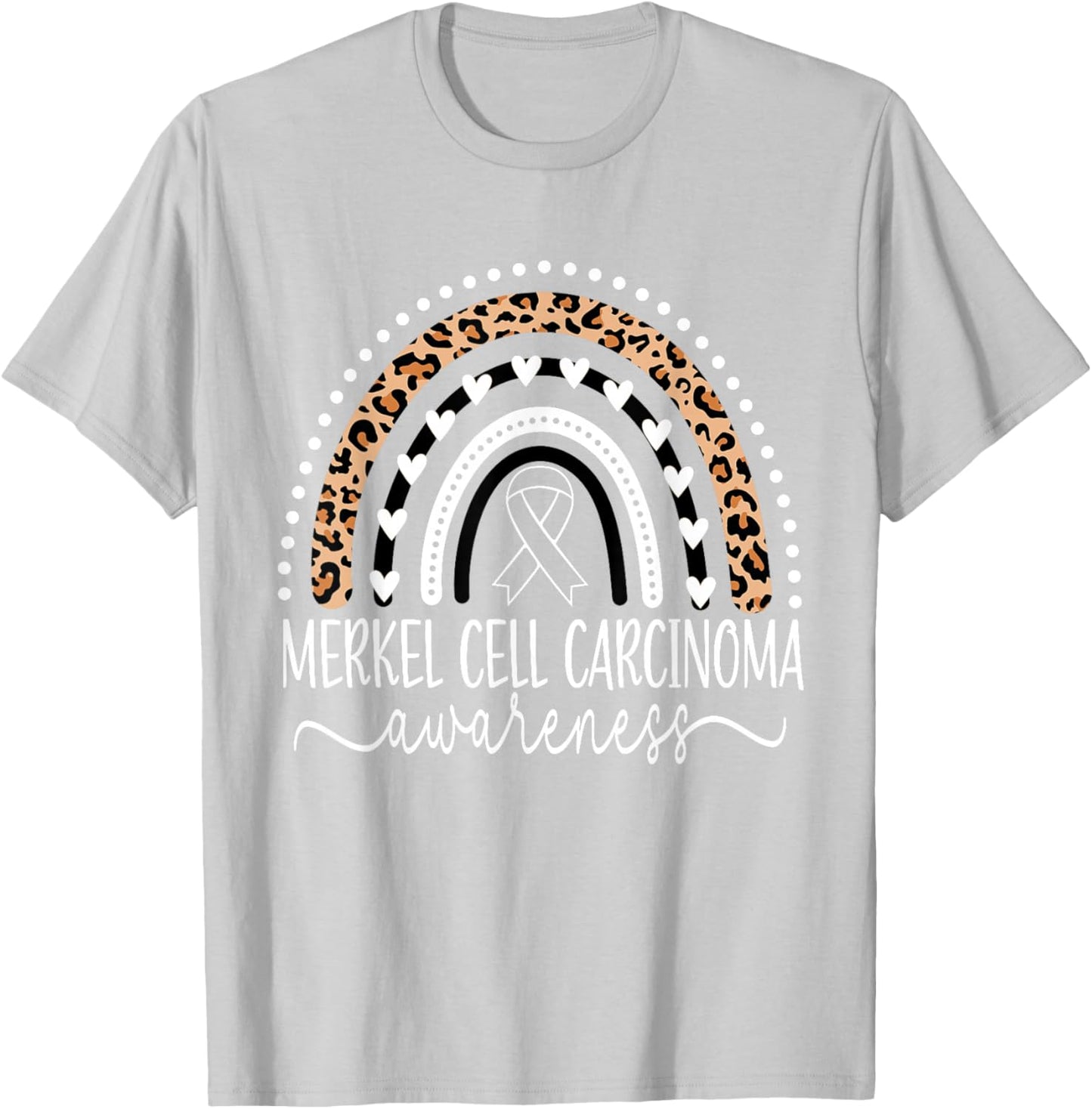 Merkel Cell Carcinoma Awareness Wear Orange Leopard Rainbow T-Shirt - T-Shirt | Ash