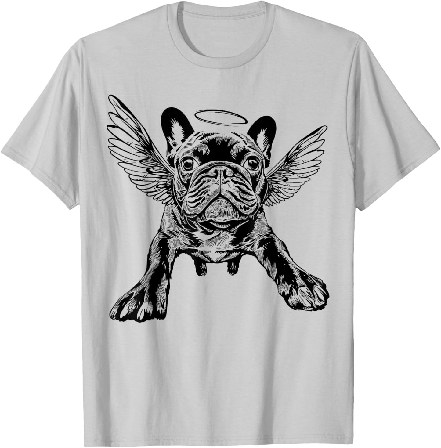 French Bulldog with Wings Cute Frenchie Bulldog Angel Outfit T-Shirt - T-Shirt | Ash