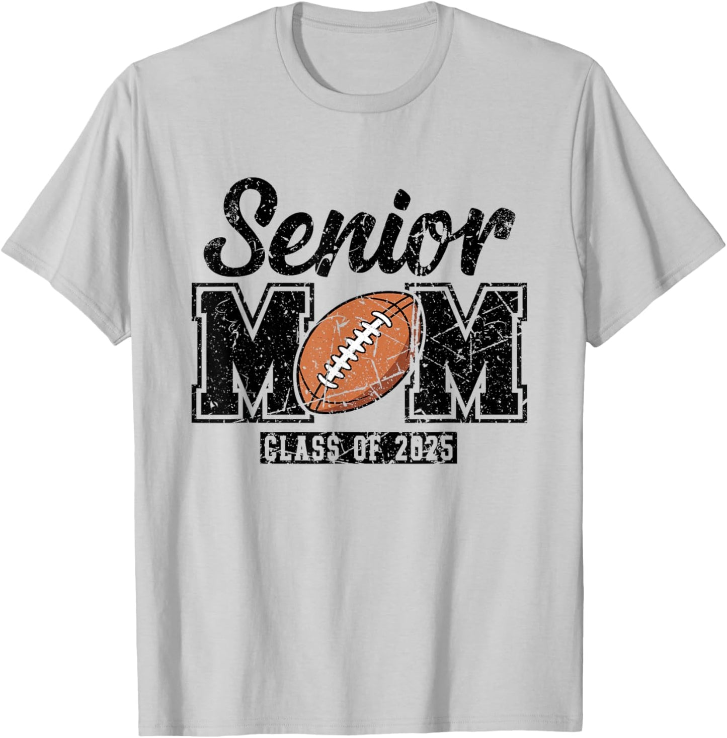 Vintage Football Senior Mom Class of 2025 T-Shirt - T-Shirt | Ash