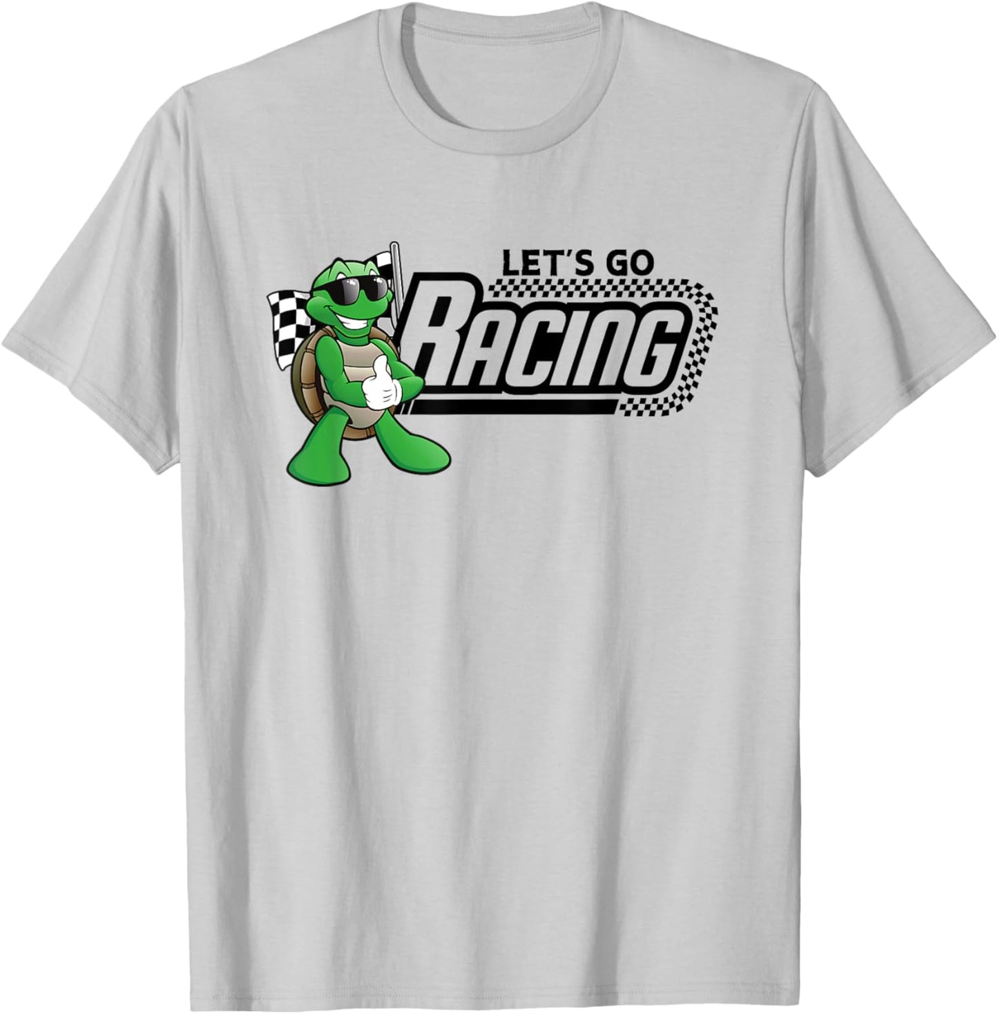 Turtle Races Racing Turtles Checkered Flag T-Shirt - T-Shirt | Ash