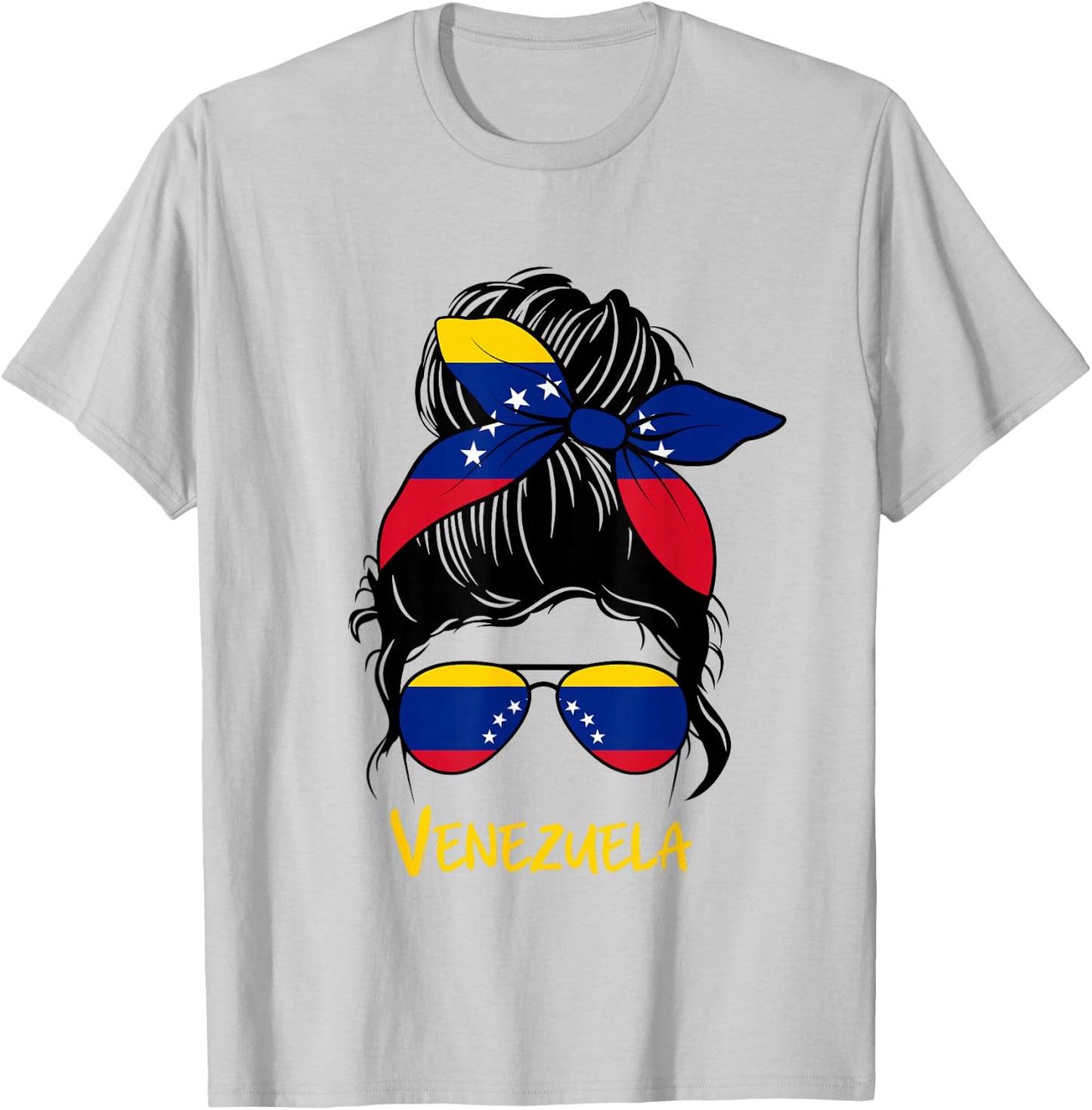Venezuelan Girl Bandana Glasses Flag Colors Latina Pride T-Shirt - T-Shirt | Ash