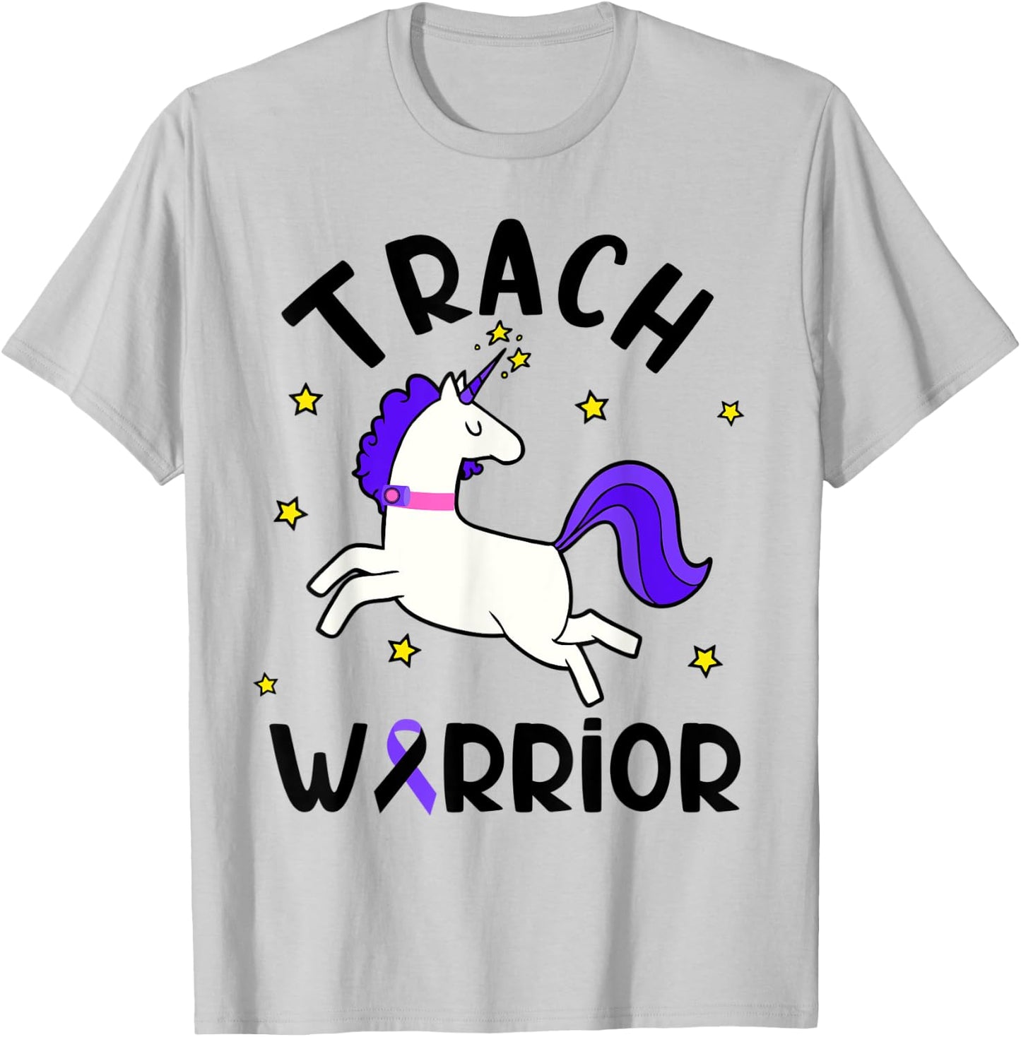 Trach Warrior Tracheostomy Awareness Unicorn T-Shirt - T-Shirt | Ash