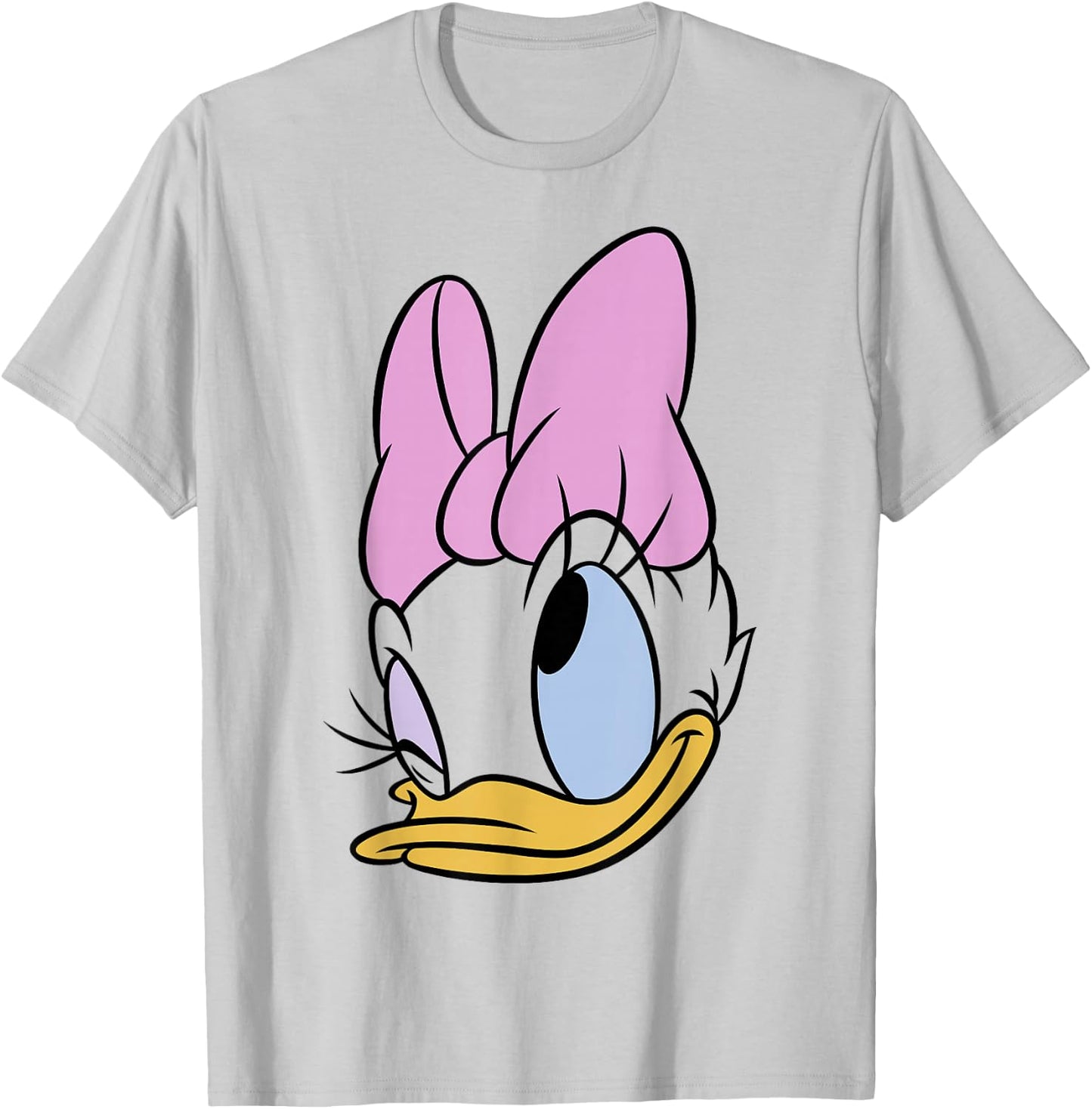 Disney Daisy Duck Big Face Winking Bow T-Shirt - T-Shirt | Ash
