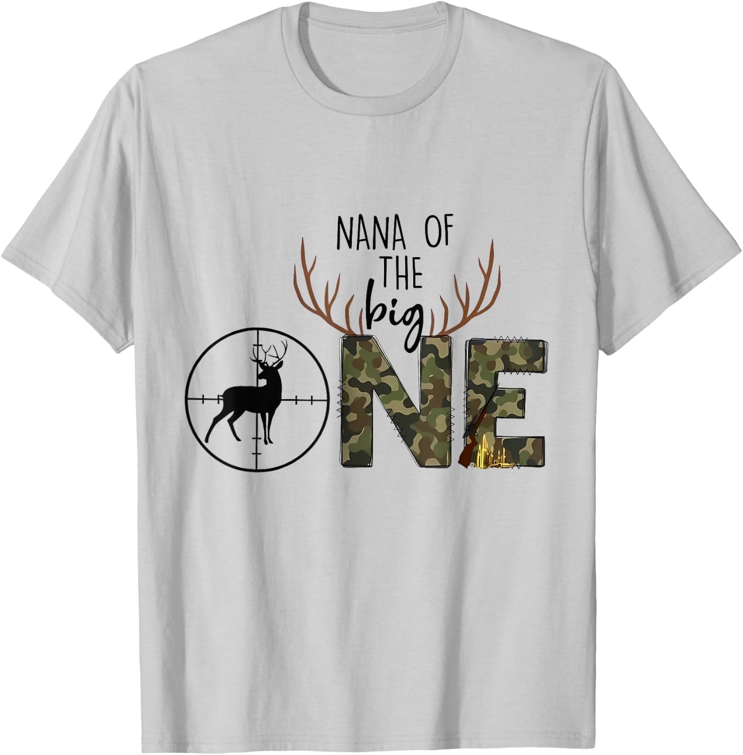 Nana Of The Big One Hunting Birthday Party Duck Deer Hunter T-Shirt - T-Shirt | Ash