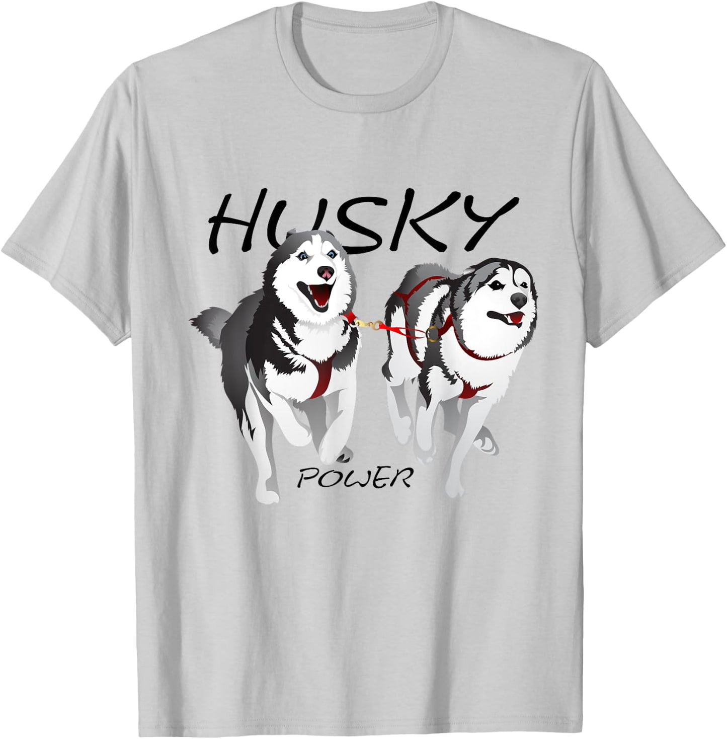 Husky Power Awesome Cute Husky Dog Men Women Girls Kids T-Shirt - T-Shirt | Ash