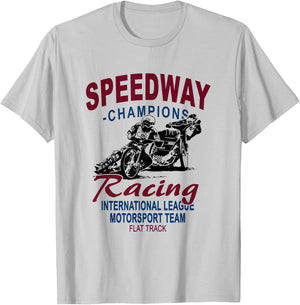 Speedway Railway Motorcycle Racing T-Shirt - T-Shirt | Ash