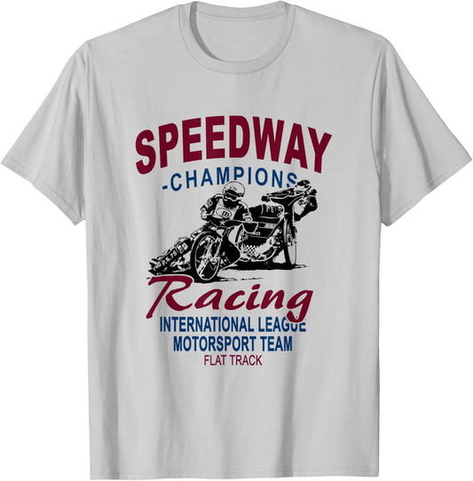 Speedway Railway Motorcycle Racing T-Shirt - T-Shirt | Ash