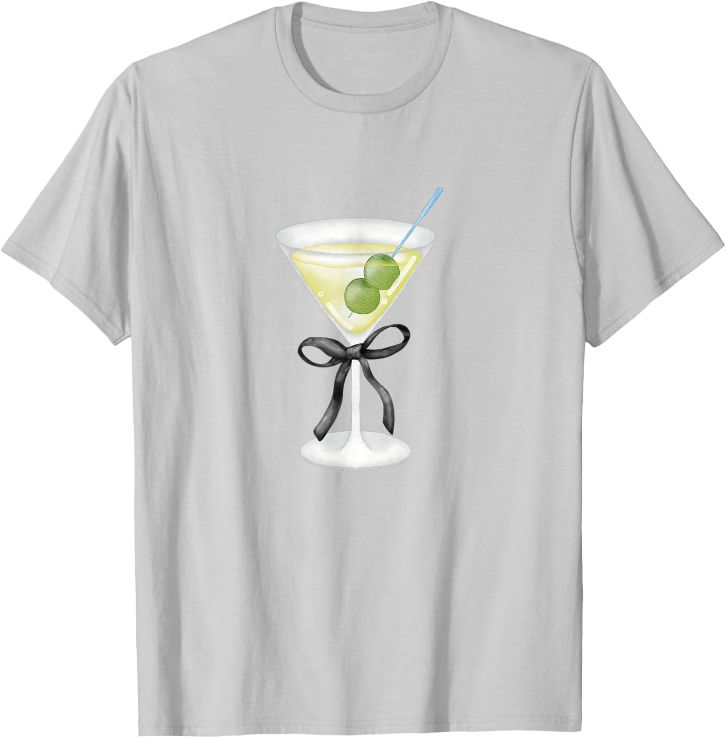 Coquette Bow with Martini Coquette Aesthetic T-Shirt - T-Shirt | Ash