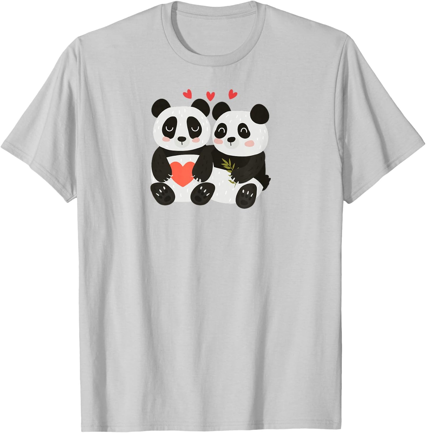 Panda Couples Gift Wedding Anniversary Valentine's Day Him Her T-Shirt - T-Shirt | Ash