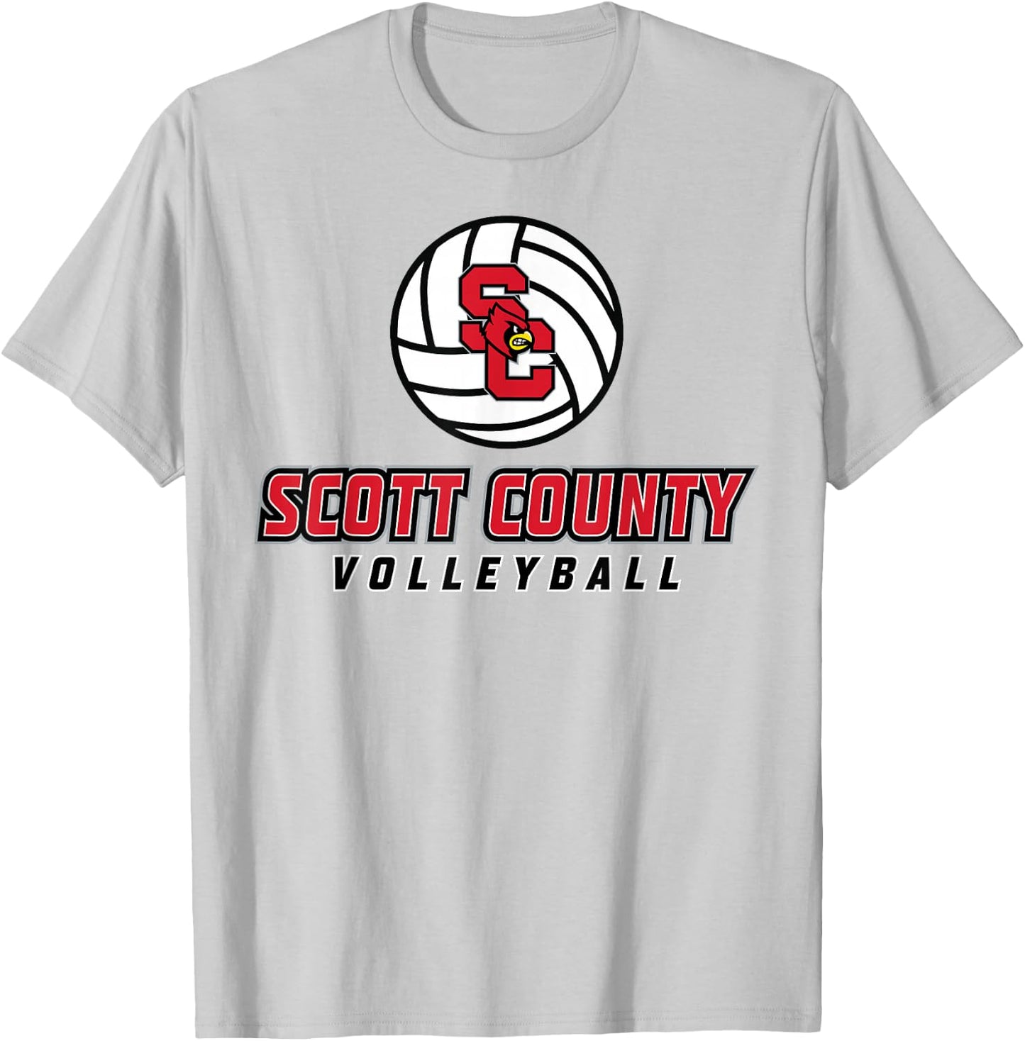 Scott County High School Cardinals Volleyball T-Shirt - T-Shirt | Ash