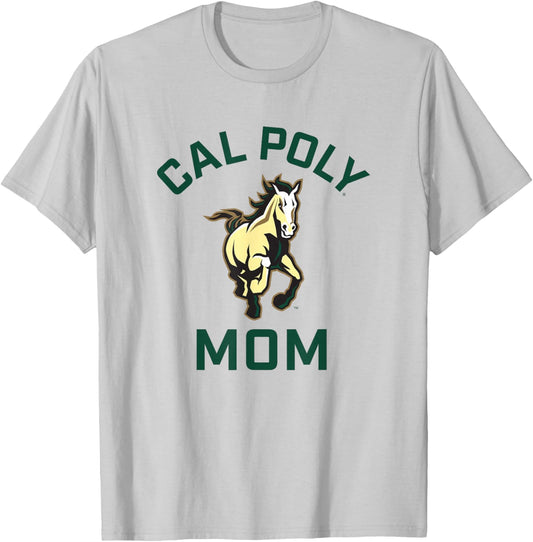 Cal Poly Mustangs Arched Mom T-Shirt - T-Shirt | Ash
