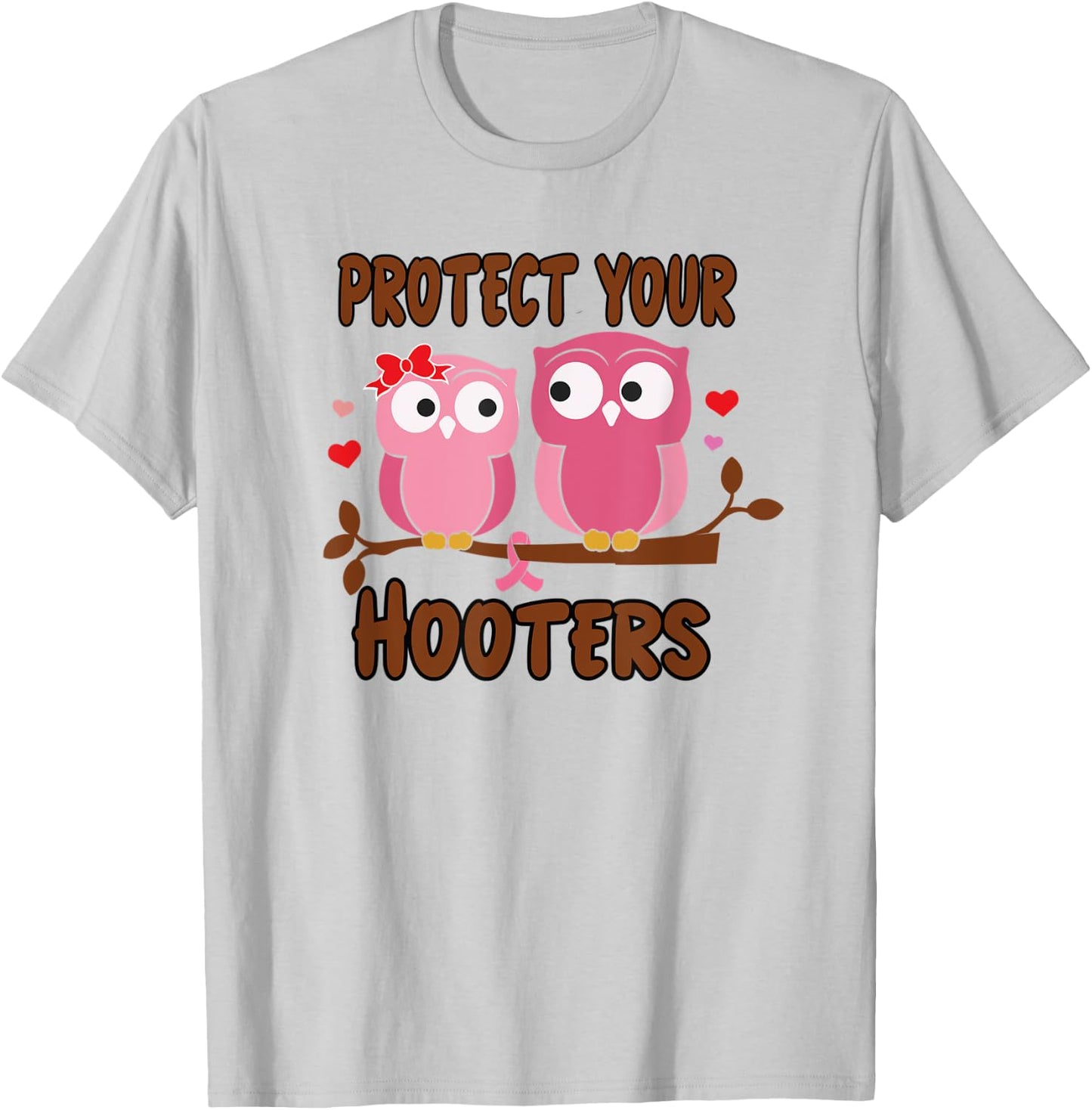 Breast Cancer Protect Hooters Support Awareness Women T-Shirt - T-Shirt | Ash