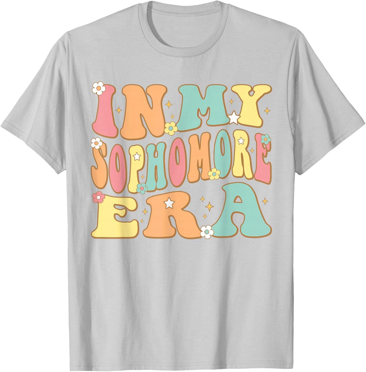 In My Sophomore Era Groovy School 10th Grade Student Girl T-Shirt - T-Shirt | Ash