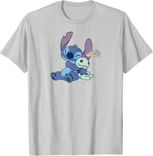 Disney Lilo & Stitch Cute Stitch And Scrump Big Hug Portrait T-Shirt - T-Shirt | Ash