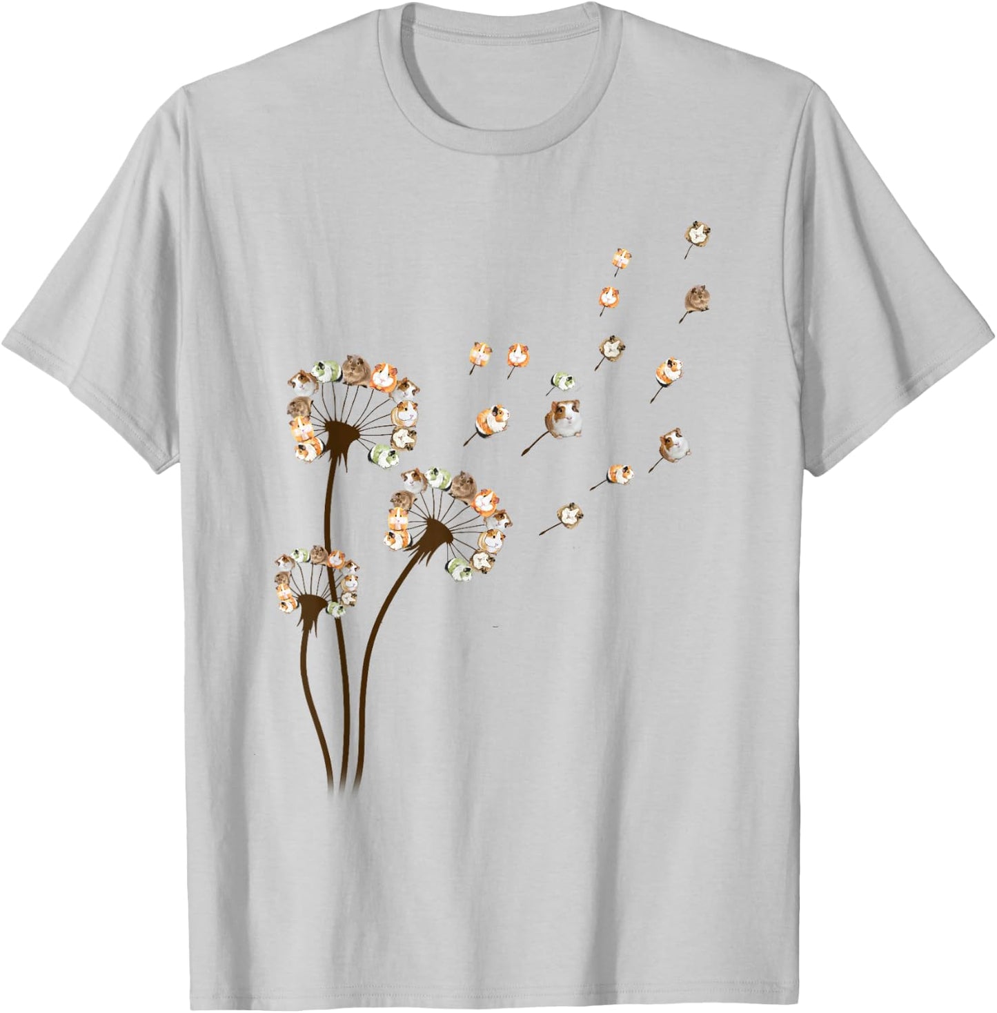 Flower Guinea Pig Dandelion Funny Animal Lovers Cute T-Shirt - T-Shirt | Ash