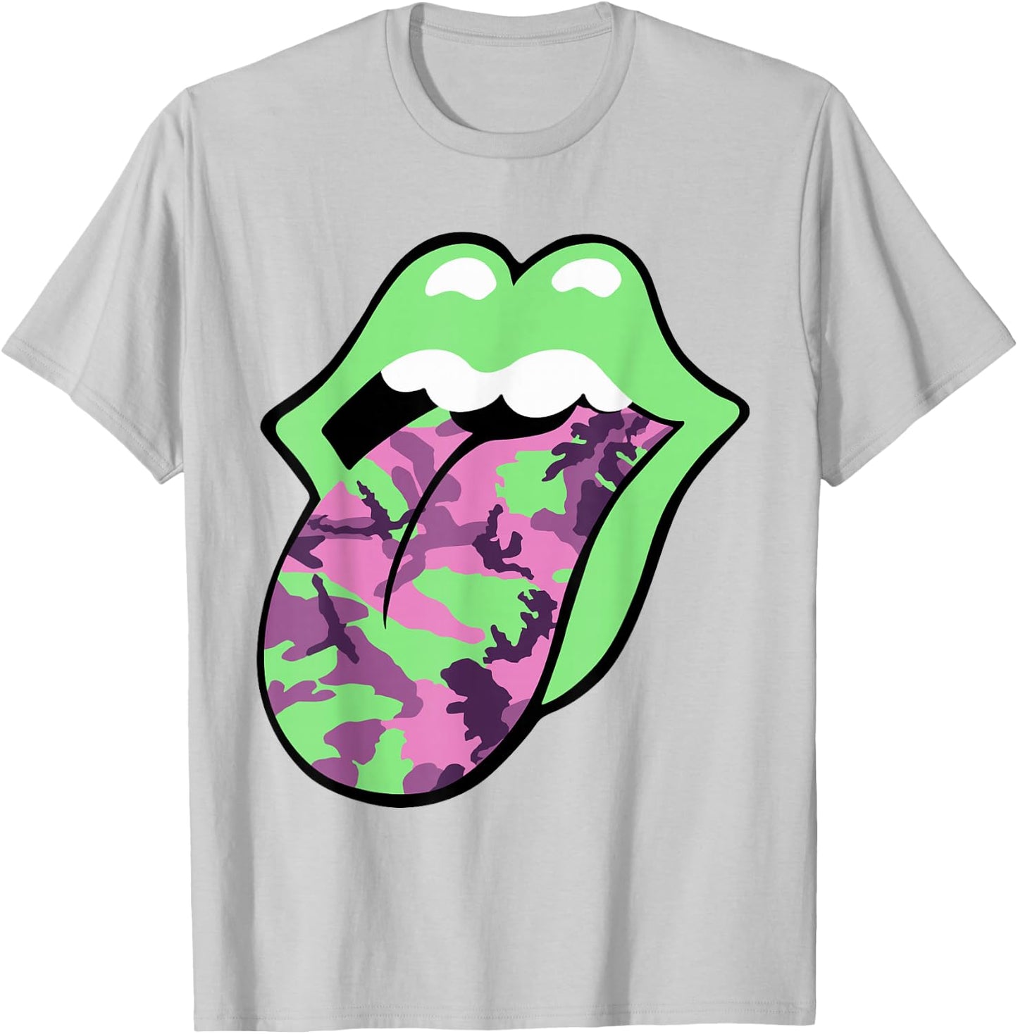 Official Rolling Stones Pink Camo Tongue T-Shirt - T-Shirt | Ash