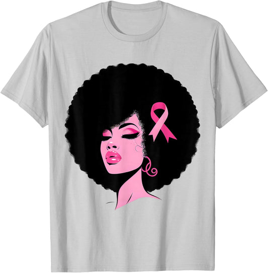 Breast Cancer Black African American Women Support Pink T-Shirt - T-Shirt | Ash